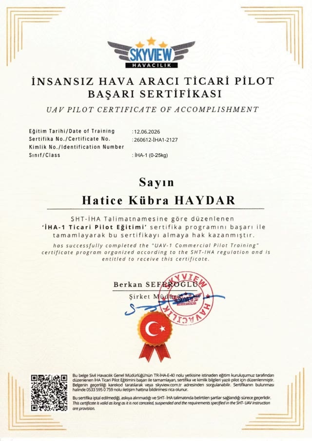 İnsansız Hava Aracı Ticari Pilot Başarı Sertifikası